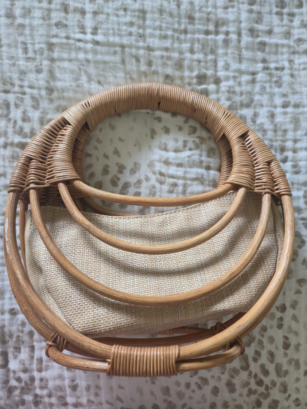 Antik Kraft Natural Beige Woven Rattan Circle Handbag